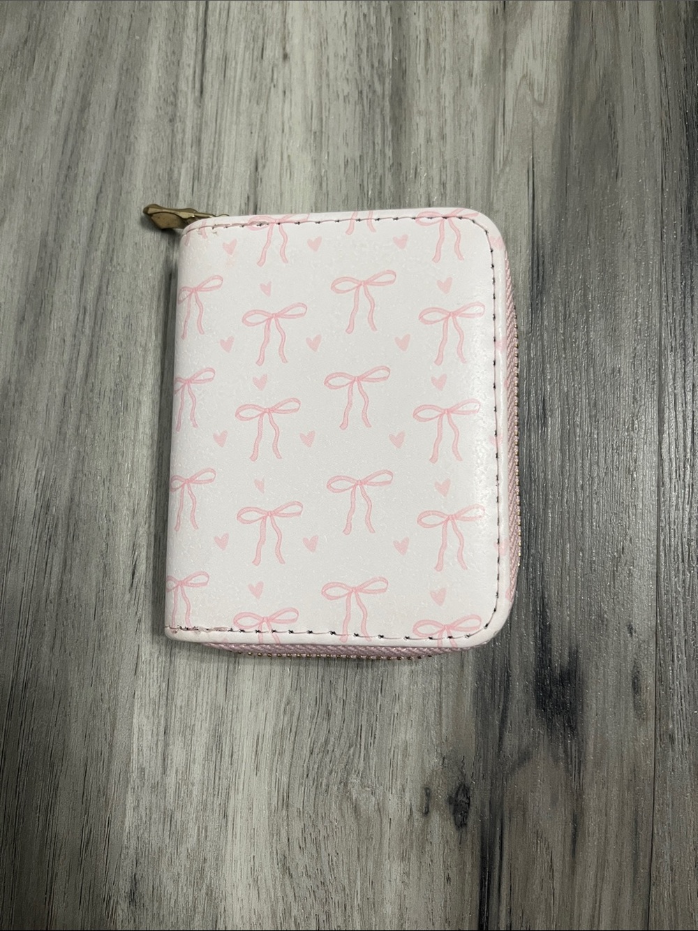 Pink Bow Print Kids Zip Wallet